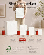 qiqee 200-Packs White Paper Gift Bags with Handles Bulk 10.6"x8.3"x4.3" Medium Size Paper Bags Multiple Uses - Image 2
