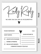 RSVP Postcards (Set of 50) 4"X6" Blank with Mailing Side,RSVP Reply Response Cards for Wedding Script Style Print Return Cards - Image 3