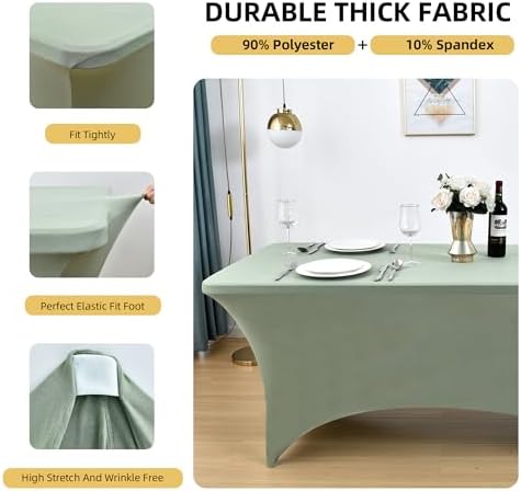 122 6-Pack 6ft Spandex Table Covers for Rectangle Standard Folding Tables - Wrinkle Resistant Stretch Tablecloths - Ultimate Fitted Table Protector for Parties, Banquet, and Wedding - Image 2