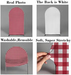 Red and White Plaids Arch Backdrop Cover Strawberry Theme Stretchy Arched Stands Covers for Girls Birthday Baby Shower Parties Decoration(Only Cover) - Image 5