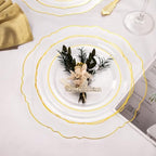 WDF 100pcs Clear Disposable Plastic Plates With Gold Trim - Baroque Clear Gold including 50PCS Dinner Plates 10.25inch and 50PCS Salad Plates 7.5inch for Wedding/Baby Shower/Birthday - Image 6