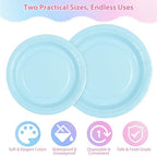 Kochorie 350 Pieces Gender Reveal Dinnerware Set, 7 & 9 inch Light Pink Light Blue Paper Plates Cups Napkins Plastic Cutlery Disposable Party Supplies for Birthday Baby Shower, Serve 50 Guests - Image 3