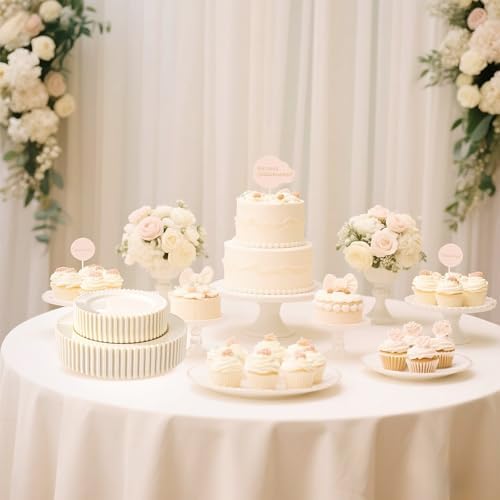 U-QE 60PCS Ivory Plastic Plates - Beaded Ivory Disposable Heavy Duty - Image 4