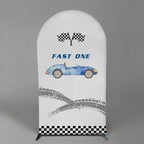 Arch Backdrop Cover for Fast ONE Racing Car Birthday Party Arch Spandex Fabric Cover Checkered Tire Track Car Kids Boys Baby Shower Parties Decors (4374,2.6x6ft) - Image 2