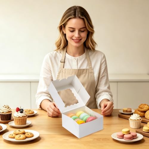 5x5x2.5 Auto-Popup Small Cookie Boxes with Window, White, 60 Pack - Image 5