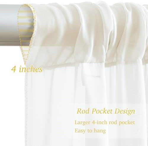 20x10ft Cream White Chiffon Backdrop Curtain with Lights String for Wedding Sheer Tulle Curtain Photo Backdrops Drapes for Baby Shower Birthday Party Ceremony Decorations - Image 6