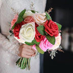 100 Pcs Artificial Rose Flowers, Gradient Red - Image 3