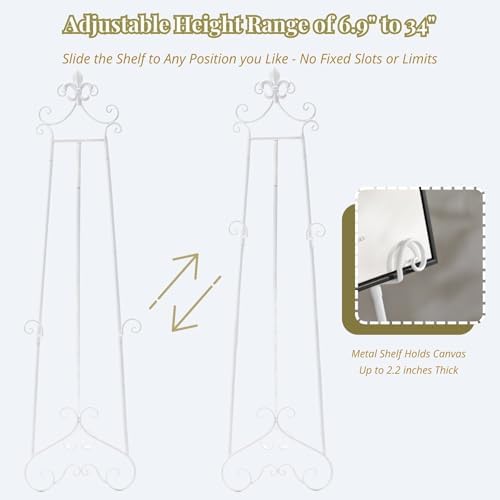 60” H White Easel Stand for Sign Metal Adjustable - Image 5