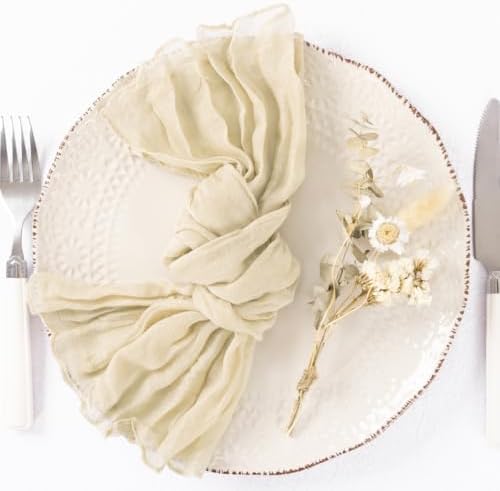 DeZerlor Beige Washable Cheesecloth Napkins Set of 50 for Wedding Party - Image 4