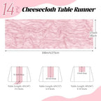 14 Pack Light Pink Cheesecloth Table Runner 17x108 Inch Semi Sheer Boho Gauze Cheese Cloth Fabric Table Runners, for Wedding Party Baby Shower Birthday Home Decor Garden Farmhouse - Image 2