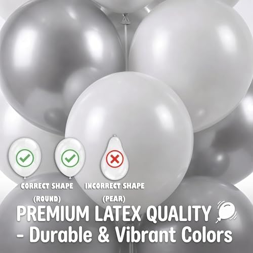 Balloon Column Kit Set of 2 With Balloons Included - with Base, and Pole,Balloon Tower Backdrop Decoration for Wedding, Baby Shower, Birthday Party, or Bachelorette Parties (Silver White) - Image 4
