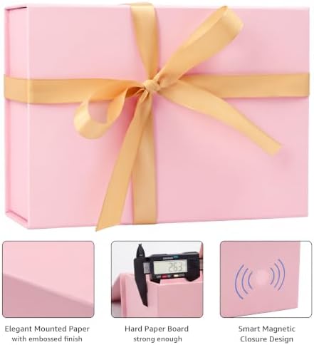 LIFELUM Pink Wedding Gift Box with Magnetic Lid for Presents, 9.5"x7"x3.5" - Image 5
