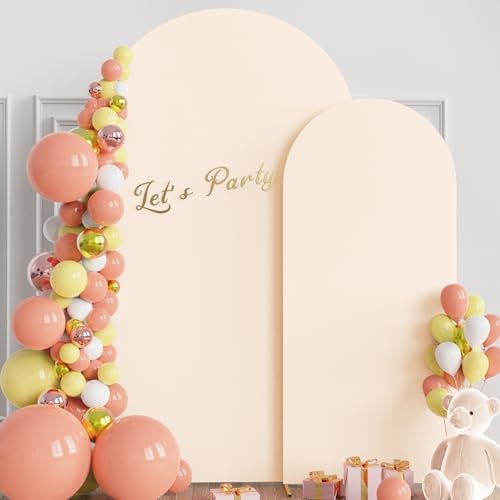 Wokceer Wedding Arch Backdrop Stand and Cover Set of 2,Arch and Beige Cover - Image 4