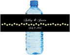 Black Background with Glowing Market Lights Wedding Water Bottle Labels Engagement Party 100 Labels by DesignThatSign