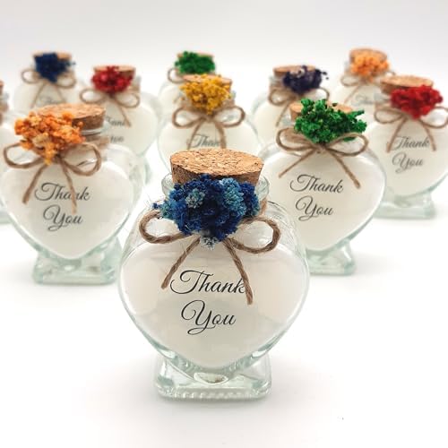 Wedding Favor guest Bulk, Set of Heart Glass Candle Party with custom sticker and dried flowers Bridal Party, Baby shower gifts (White, Set of 100) - Image 6