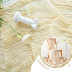 Sioloc 5 Pack Beige Cheesecloth Table Runner 120'' x 35'',Spring Easter Decor Soft Gauze Boho Wedding Table Decor for 10ft Table Birthday Party,Baby Shower, Bridal Shower, Home & Event Decor - Image 4