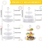 Sawysine 6 Pack 3 Tiered Serving Tray White Plastic Dessert Tower, Silver - Image 2