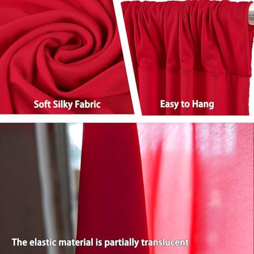 10 x 10 Feet Red Backdrop Curtain for Partie, Background Curtains for Photoshoot, Birthday, Wedding, Halloween, Thanksgiving, Christmas Day, New Year Party Decorations 5Ft x 10Ft, 2 Panels - Image 3
