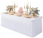 White Spandex Tablecloth for 8FT Rectangle Tables, Table Skirt by Baoszty
