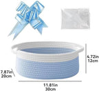 5 Pack Small Woven Cotton Rope Storage Basket with Gift Bags and Ribbons, Nursery Organizer Bin with Handles for Gift Laundry Home Organization, Blue - Image 2