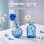 Mini Bud Vases Centerpieces for Tables,Clear Bud Vases for Flowers,Small Flower Vases Suitable for Birthday Party,Anniversary,Wedding Reception,Baby Shower (Blue, 12PCS) - Image 5
