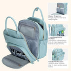 BabbleRoo Leather Diaper Bag Backpack - Baby Essentials Travel Baby Bag, Multi function, Water Resistant, with Changing Pad, Stroller Straps & Pacifier Case – Unisex, Powder Blue - Image 5