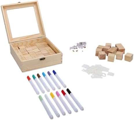 Baby Shower Block Game Set, Pine Wood Painting Blocks Kit with 48 Blank Blocks 12 Markers 42 Templates, Sign Included for Baby Shower Gender Reveal Birthday Party by Unknown