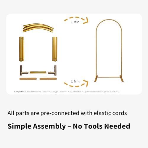 Quick Assembly Aluminum Alloy Arch Backdrop Stand, Lightweight & Sturdy for Weddings, Baby Showers & Birthday Parties, 6FT x 2.7FT Balloon Frame with Elastic Cord Design - Image 5