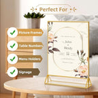 PPH-Sisy 8X10 Gold Frames Double Sided Acrylic Sign Holder Tabletop Picture Frames Vertical Display Stand for Photos Wedding School Home,Set of 6 - Image 4