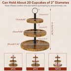 IBUYKE 3 Tier Round Cupcake Display Stand, Set of 2,Rustuc Brown TLJ029H-2 - Image 7