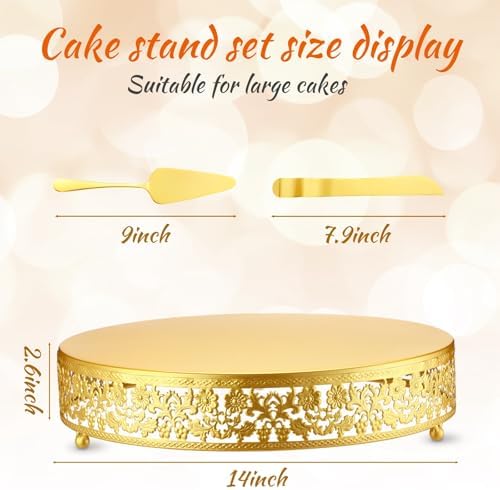 Wenqik 14 Inch Gold Cake Stand Set Metal Round cake Dessert Stand,Wedding - Image 2