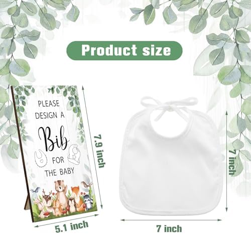 Panitay 43 Pcs Baby Shower Games Design a Bib, 12 Markers, Woodland Animal - Image 2