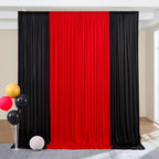 10×10 FT Black Red Backdrop Curtains for Parties, 4 Panels 2.5×10ft Wrinkle Free Soft Polyester Drapes for Backdrop Decor Themed Party Baby Shower Photo Background Curtain - Image 3