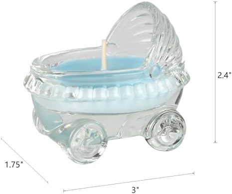 Mega Candles 12 pcs Scented Baby Powder Blue Glass Baby Carriage Container Candles, Palm Wax Candle, Baby Shower Gifts, Decorative Accent, Home Décor, Memory Keepsake, Party Favors, Relaxations - Image 3