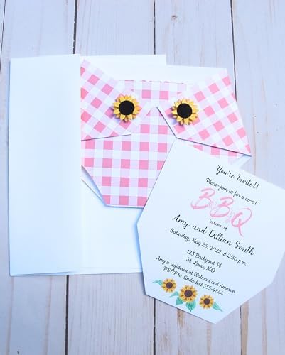 Kards by Kaylee 10 Diaper Shape Baby Shower Invitations (Pink Plaid) - Image 2