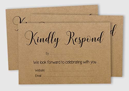 50 Blank RSVP Cards with Kraft Envelopes Rustic Kraft 4"x6" Response Cards-RSVP Reply Card for Wedding-Bridal Shower-Baby Shower-Rehearsal Dinner - Image 2