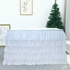 Mermaid Tulle Table Skirt for Rectangle or Round Table Tutu Chiffon Tablecloth for Birthday, Baby Shower, Wedding, Party Decoration (White, L 9ft, H 30in) - Image 4