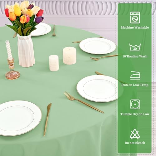 YMHPRIDE 6 Pack Round Tablecloth Sage Green Table Cloths 90 Inch Polyester Round Tablecloth,Sage Green Tablecloths Round 90 inch Washable Fabric Table Covers for Wedding,Party,Dining,Banquet - Image 4
