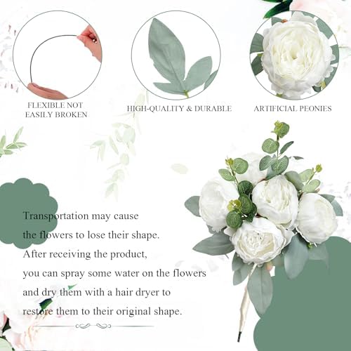 50Pcs Artificial Peonies Flowers Bulk, 4’’ - White - Image 3