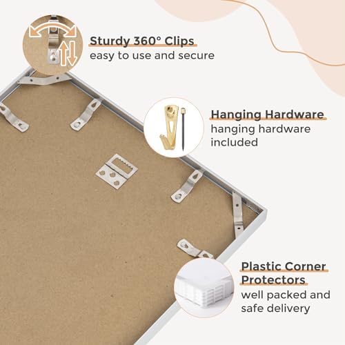 17x22 Metal Picture Frame, Aluminum Poster Frame with Real Glass, Silver - Image 7