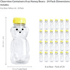 8 Ounce Plastic Squeezable Honey Bears with Sealable Flip Top Lids - BPA Free, Hand Wash Only (Yellow, 24 Pack) - Image 2