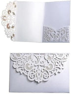 50PCS 3D Lace Flower Laser Cut Wedding Invitation Cards with Envelope Blank Inner Sheet Hollow Out Flower Shape Invitations for Wedding Quinceanera Birthday Shower Engagement Party 02 - Image 3