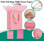Aosric Pink Gift Bags with Tissue Paper, 30 Pack, 7x4x9 In - Image 3