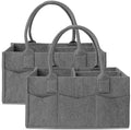 Cute Castle 2 Pack Diaper Caddy Organizer - Portable Baby Caddy Organizer with Handle, Nursery Storage Bin and Car Organizer for Girls, Boys - Baby Gift Basket - Dark Grey, Large by Cute+Castle