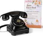 RetroVox Audio Guest Book Wedding Phone Guestbook and Signage Guest Audio Message Book, Vintage Style for Wedding Reception, Bridal Shower, Baby Shower（Black & Sign Holder D） by ChooseaFunAudioGuestbookforYourEvent