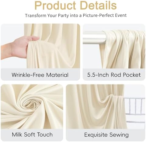 50x15ft Beige Backdrop Curtains for Parties Wedding Photo Wrinkle Free - Image 6