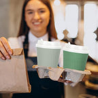 Whaline 100Pcs Sage Green Disposable Coffee Cups with Lids 12oz Gradient Green Paper Cups Corrugated Ripple Wall Insulated Hot Cups for Home Office Party Supplies - Image 6