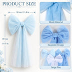 6PCS Large Blue Bows for Backdrop Cute Giant Mesh Bows Hanging Wall Decor - Image 2