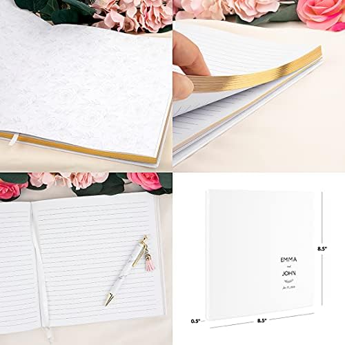 Andaz Press Personalized Wedding Guestbook with Gold Accents, Simple Leaf Design White Guest Sign in Guest Registry 120 Pages 8.5 X 8.5 Memories Book for DIY, Scrapbook, Photo Album - Image 5