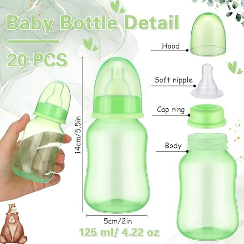 TrelaCo 20 Pcs Bottle Chug Game Animal Baby Shower Favors Transparent Green - Image 3